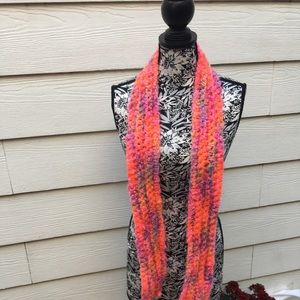 Scarf Hand Knitted Boulce variegated colors purple, pink, orange, green …